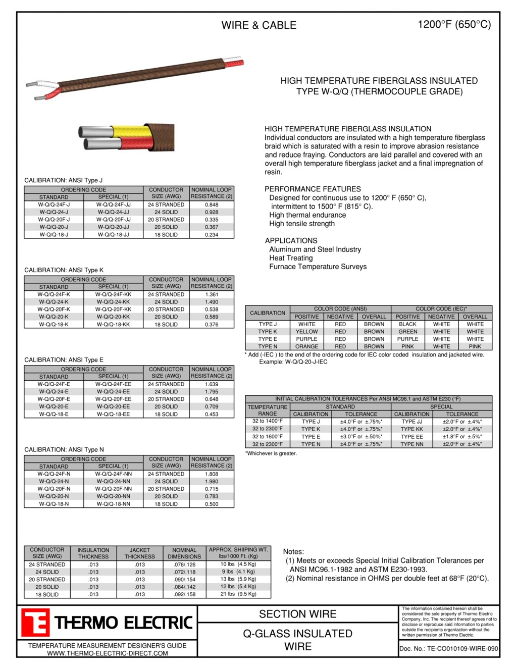 Thermocouple Wires Thermo Electric Company, Inc.