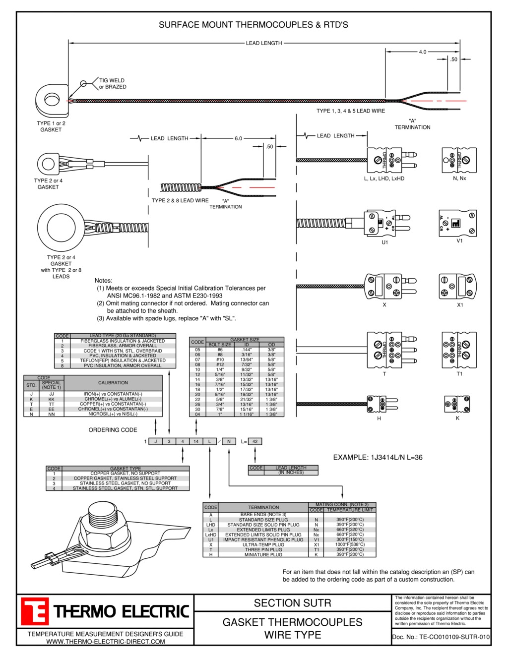 Surface Mounted Thermocouples and RTD's Thermo Electric Company, Inc.