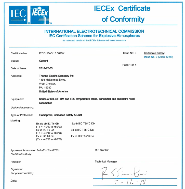 ATEX - IECEx Certification Optimization - Thermo Electric Company, Inc.