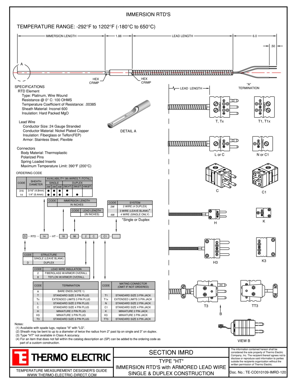 Immersion RTD Thermo Electric Company, Inc.