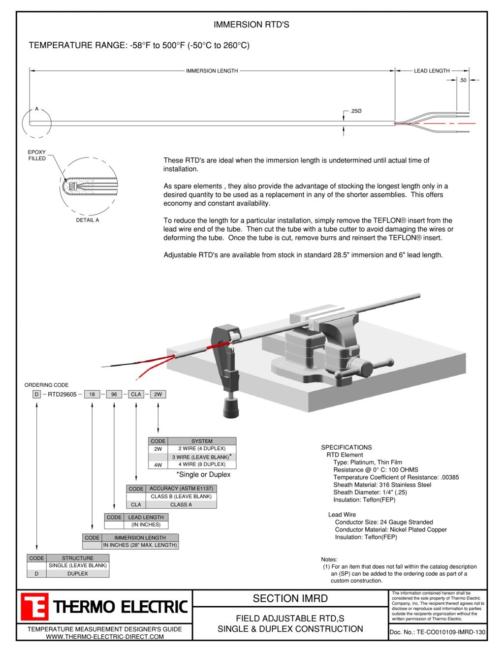 Immersion RTD Thermo Electric Company, Inc.